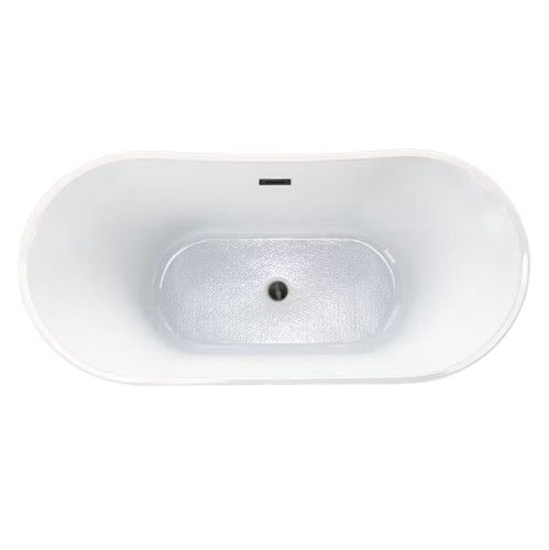 Jayden 59 in. Acrylic FlatBottom Double Slipper Bathtub with Oil Rubbed Bronze Overflow and Drain Included in White
