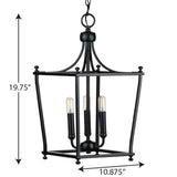 Progress Lighting Parkhurst 3-Light Matte Black Traditional Lantern Medium Hanging Pendant Light