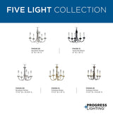 Progress Lighting Five Light 5-Light Antique Bronze Transitional Chandelier