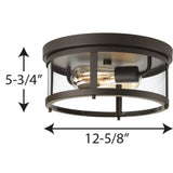 Progress Lighting Gunther 12.625-in Antique Bronze Transitional Incandescent Flush Mount Light