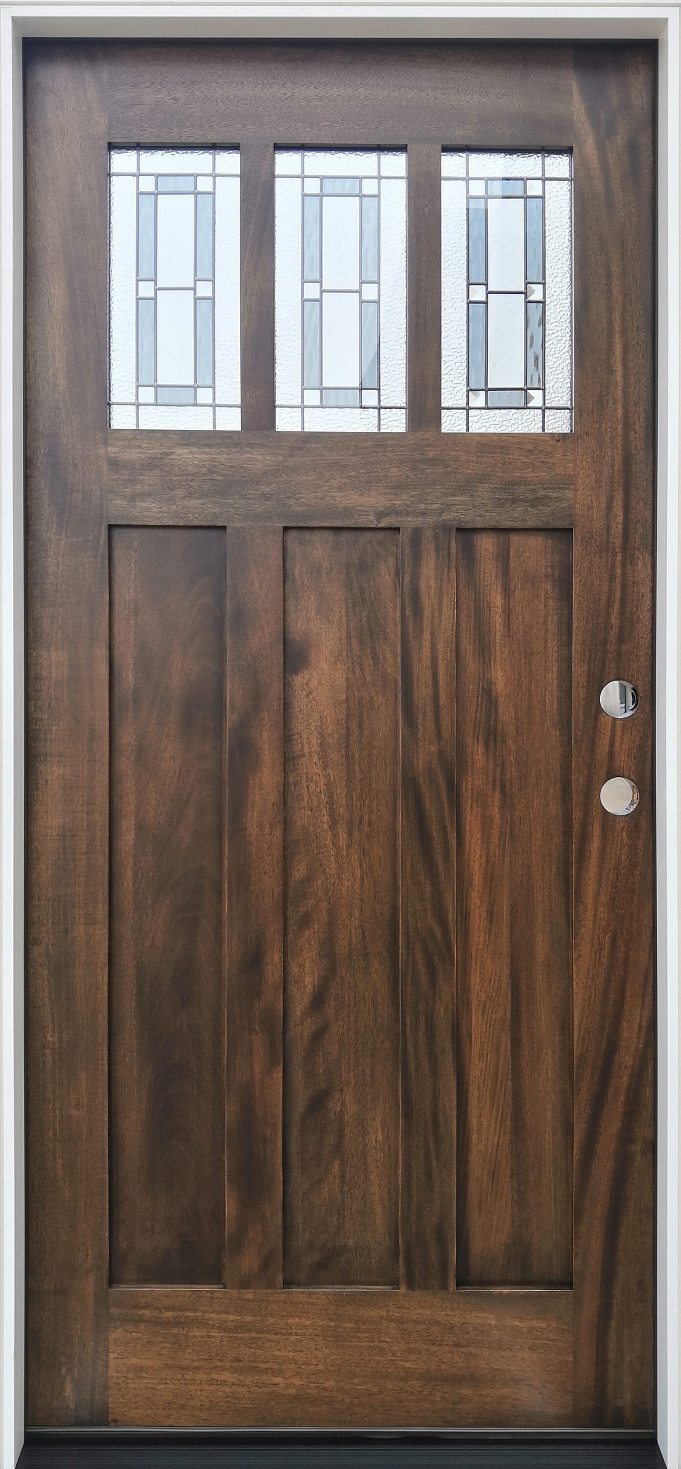 Creative Entryways Craftsman Espresso Stained Solid Wood Prehung Front Door with Decorative Glass