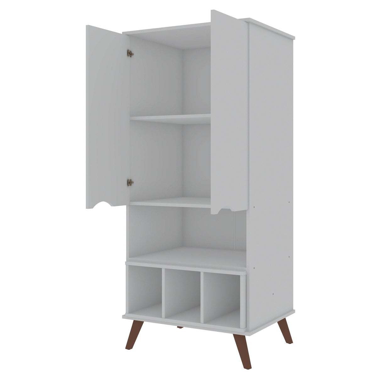 Manhattan Comfort Hampton Off White and Maple Cream 6-Shelf Office Cabinet