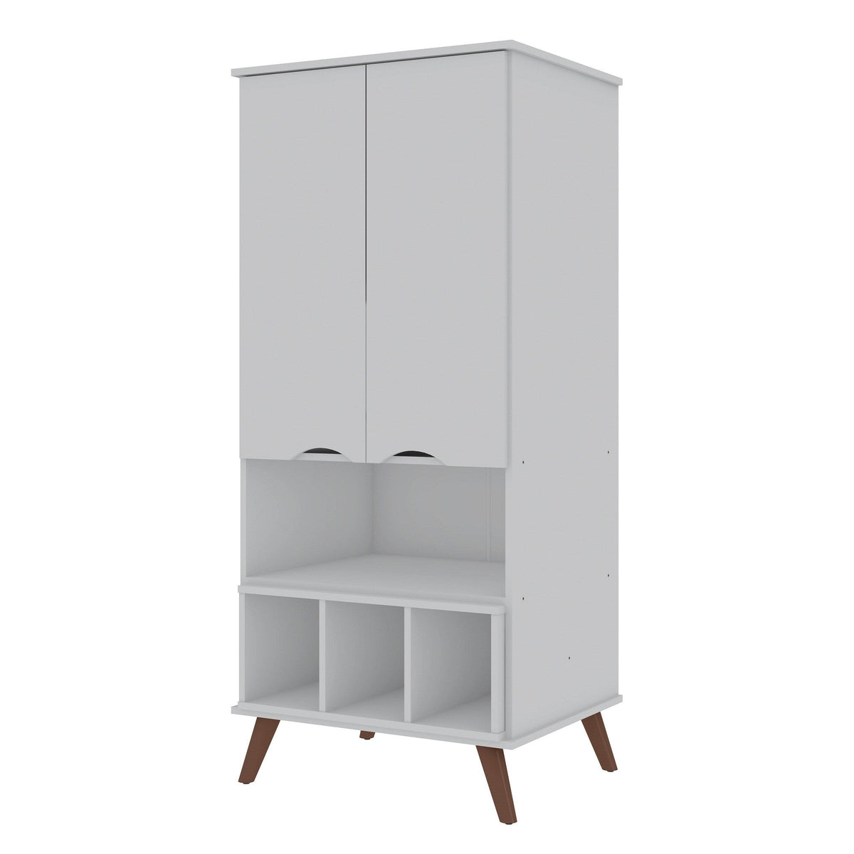 Manhattan Comfort Hampton Off White and Maple Cream 6-Shelf Office Cabinet