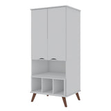 Manhattan Comfort Hampton Off White and Maple Cream 6-Shelf Office Cabinet