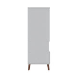 Manhattan Comfort Hampton Off White and Maple Cream 6-Shelf Office Cabinet