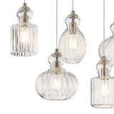 Kichler Riviera 6-Light Brushed Nickel Transitional Ribbed Glass Large Hanging Multi-light