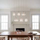 Kichler Riviera 6-Light Brushed Nickel Transitional Ribbed Glass Large Hanging Multi-light