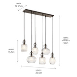 Kichler Riviera 6-Light Olde Bronze Transitional Ribbed Glass Large Hanging Multi-light