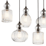 Kichler Riviera 6-Light Olde Bronze Transitional Ribbed Glass Large Hanging Multi-light
