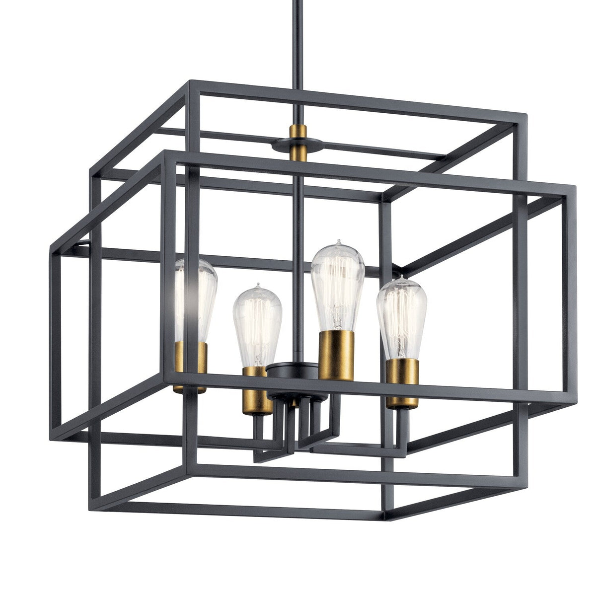 Kichler Taubert 4-Light Black Mid-century Geometric Medium Hanging Pendant Light