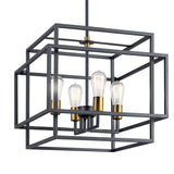 Kichler Taubert 4-Light Black Mid-century Geometric Medium Hanging Pendant Light
