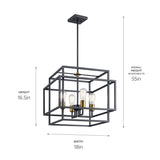Kichler Taubert 4-Light Black Mid-century Geometric Medium Hanging Pendant Light