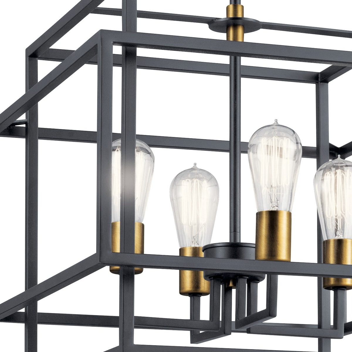 Kichler Taubert 4-Light Black Mid-century Geometric Medium Hanging Pendant Light