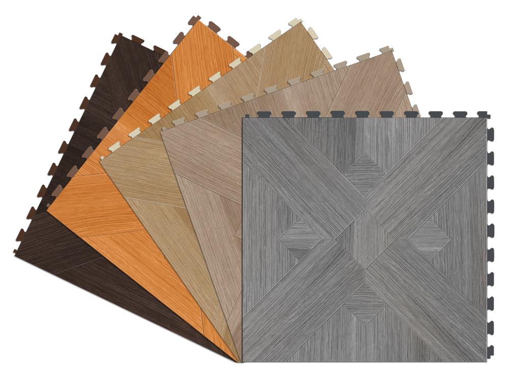 Perfection Floor Tile Bordeaux Wood Collection Bordeaux Walnut/Satin 20-in x 20-in Water Resistant Interlocking Luxury Flooring (16.7-sq ft)