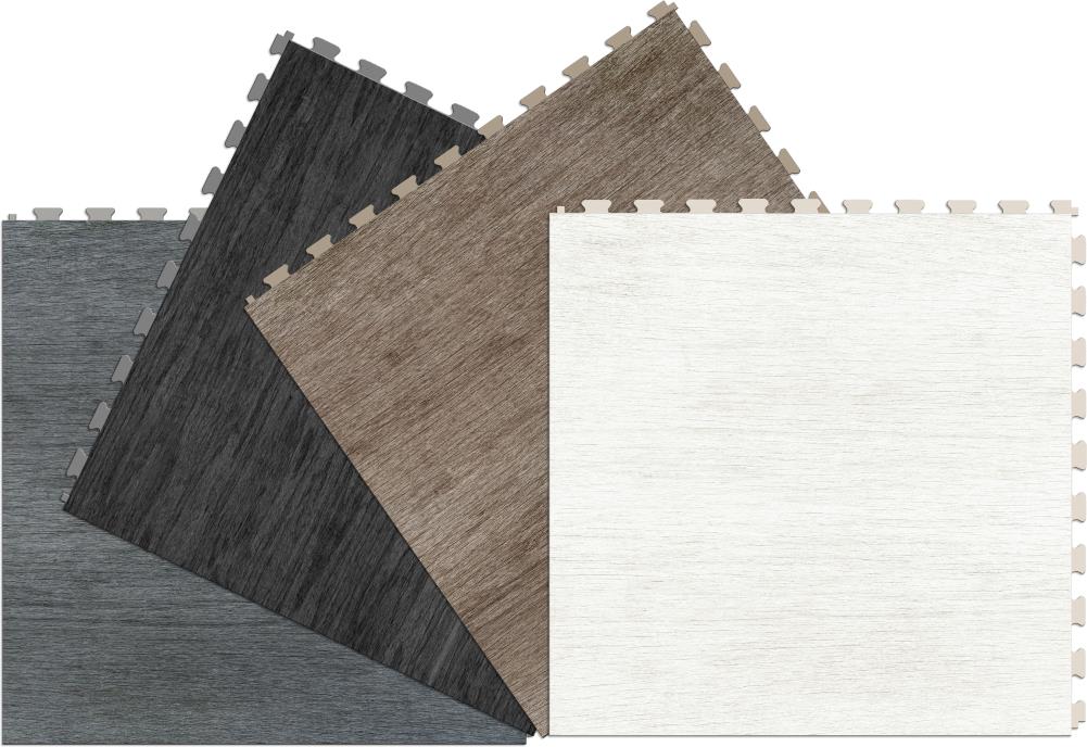 Perfection Floor Tile Deadwood Collection Barnwood/Satin 20-in x 20-in Water-Resistant Interlocking Luxury Vinyl Tile Flooring, 16.7-sq ft Carton