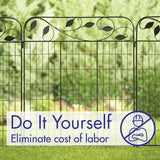 YARDLINK 4-ft H x 3-ft W Black Powder-coated Steel Decorative Metal Flat-top No Dig Decorative Fence Gate