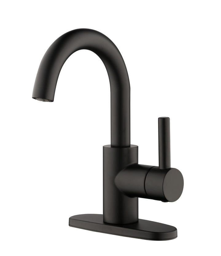 Jacuzzi Duncan Matte Black 1-Handle 4-in Centerset WaterSense Bathroom Sink Faucet with Drain