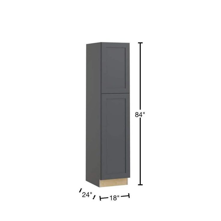 Home Decorators Collection Newport 18 in. W x 24 in. D x 84 in. H Assembled Plywood Pantry Kitchen Cabinet in Deep Onyx with Soft Close LH