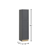 Home Decorators Collection Newport 18 in. W x 24 in. D x 84 in. H Assembled Plywood Pantry Kitchen Cabinet in Deep Onyx with Soft Close LH