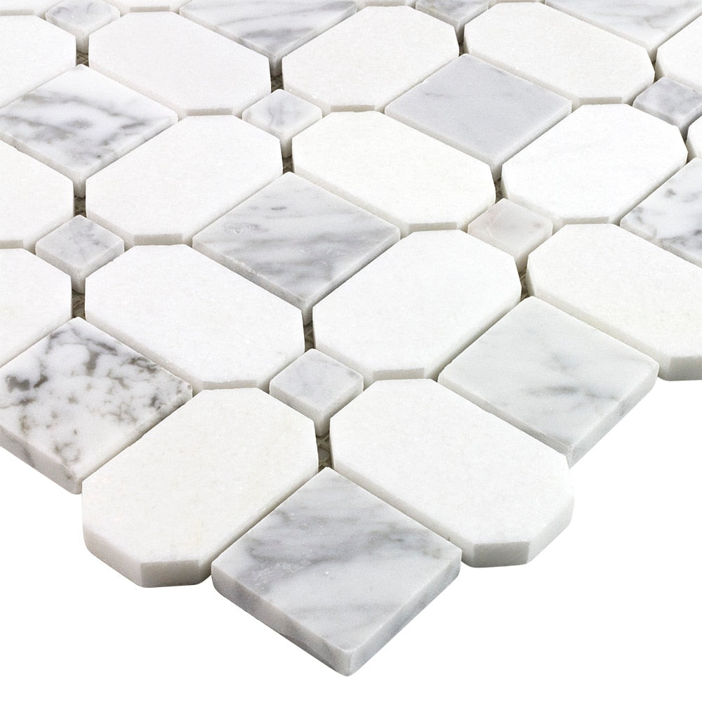 Elida Ceramica Astor Lane Marble 12-in x 12-in Polished Basketweave Mosaic Floor and Wall Tile, 0.88-sq ft per Piece
