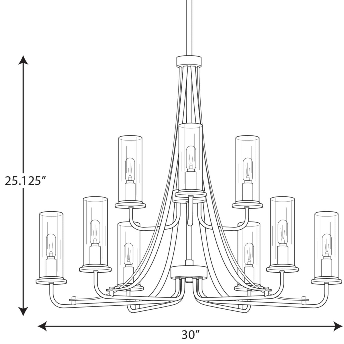 Progress Lighting Riley 9-Light Matte Black Traditional Chandelier