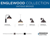 Progress Lighting Englewood Antique Bronze Farmhouse Dome Pendant Light, 12-in W x 8-in H