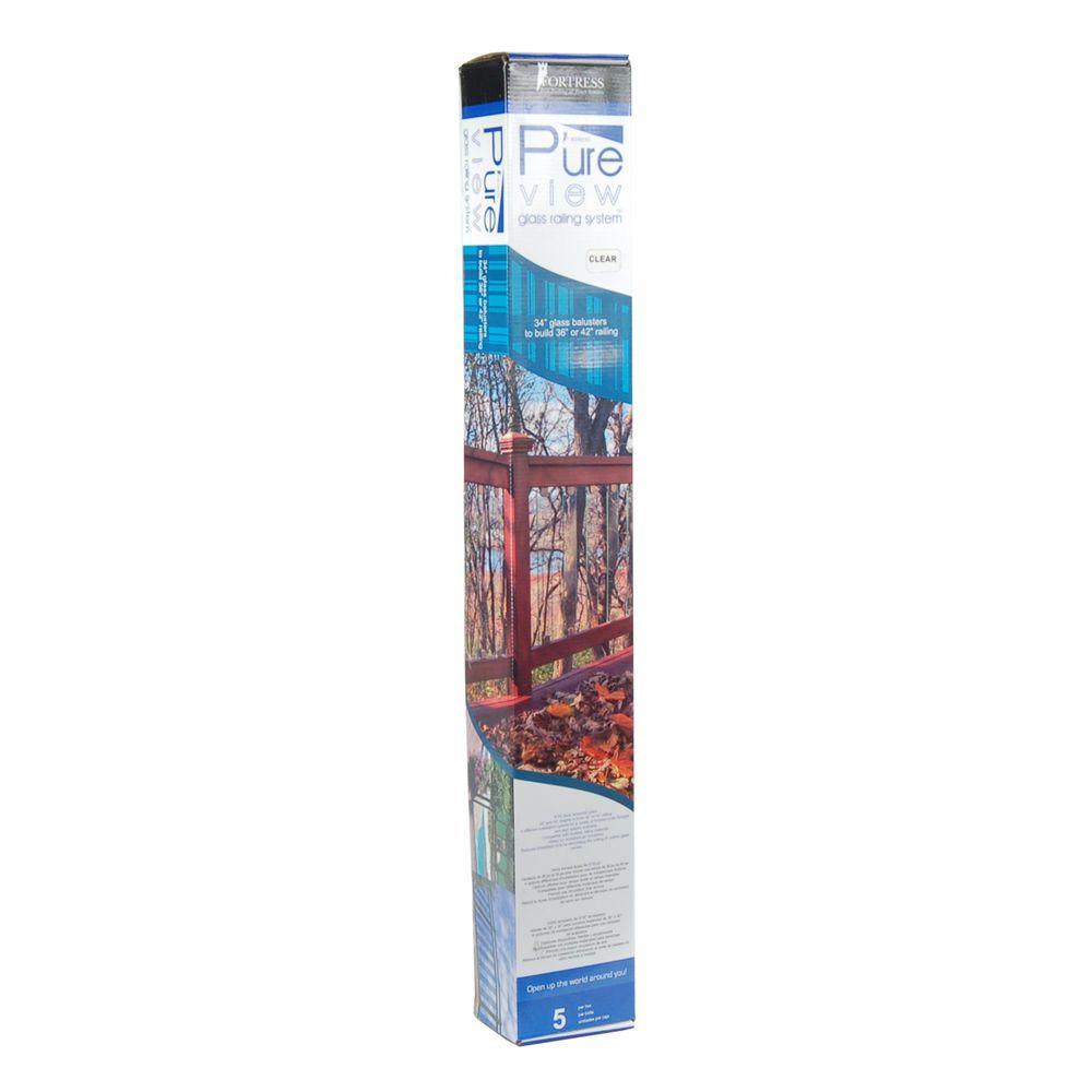 34 in. x 3.75 in. Unfinished Glass Level Railing Baluster (5-Pack) - Super Arbor