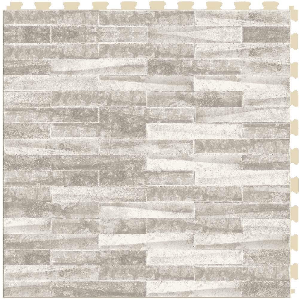 Perfection Floor Tile Sample – Master Mosaic Collection Castle Stone/Satin Wood-Look Interlocking Vinyl Tile, 20 mil Wear Layer, 20 in x 20 in
