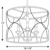 Progress Lighting Landree 3-Light Matte Black Traditional Chandelier