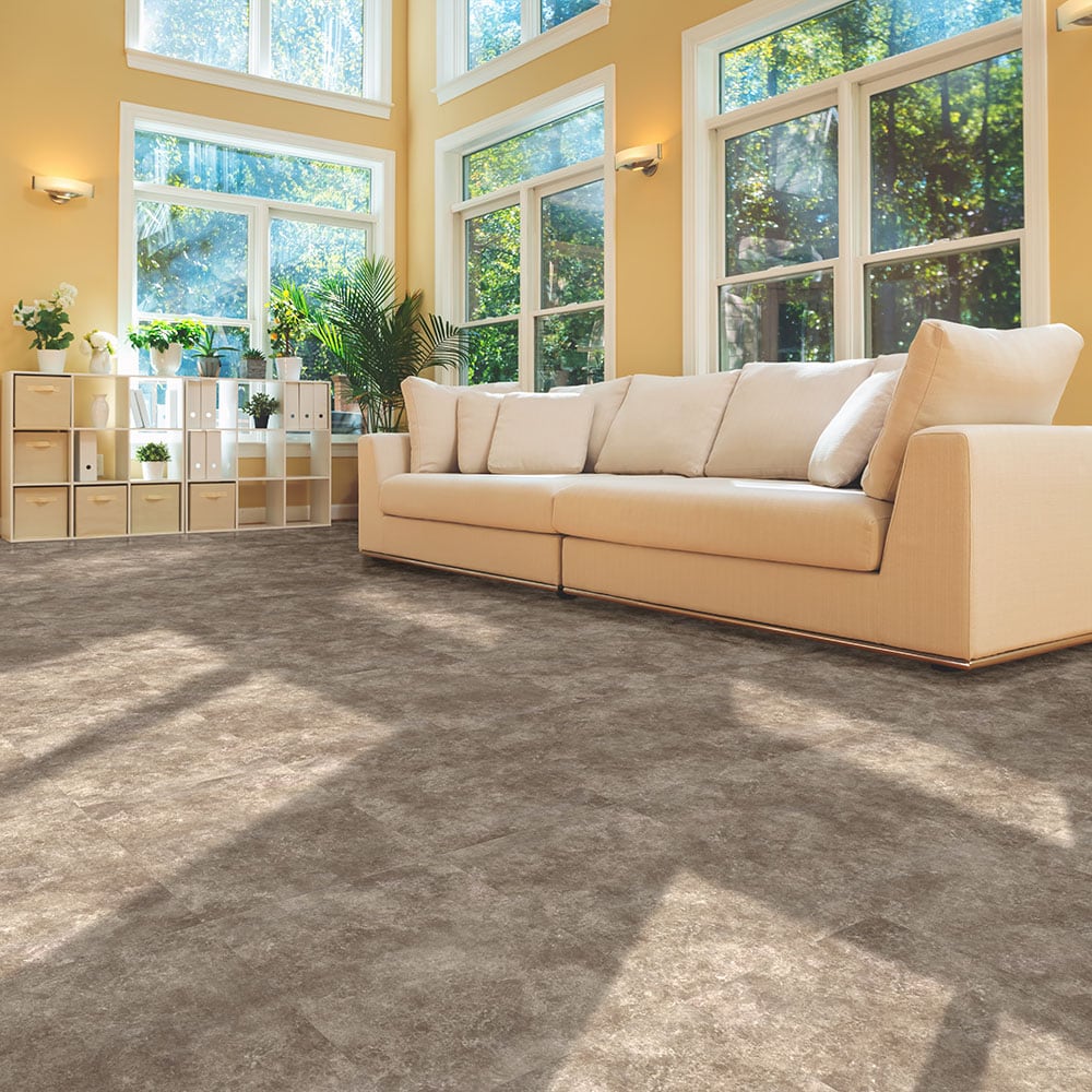 Perfection Floor Tile Stonecraft Collection Sandstone Granite/Satin 20-in x 20-in Water-Resistant Interlocking Luxury Vinyl Tile Flooring, 16.7-sq ft Carton