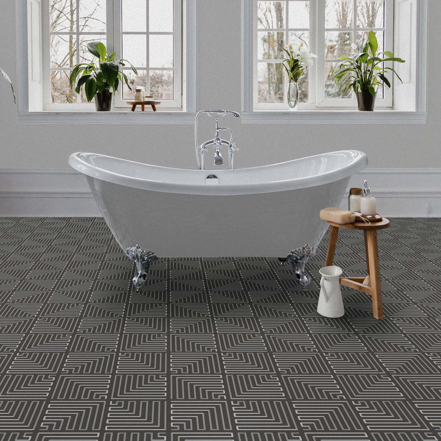 Perfection Floor Tile Geo Collection Deco Zag/Satin 20-in x 20-in Water-Resistant Interlocking Luxury Vinyl Tile Flooring, 16.7-sq ft/carton