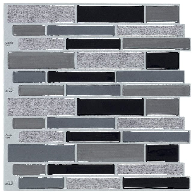 Peel&Stick Mosaics Silver Sky 10-in x 10-in Glossy Composite Linear Peel and Stick Wall Tile (0.65-sq. ft/ Piece)