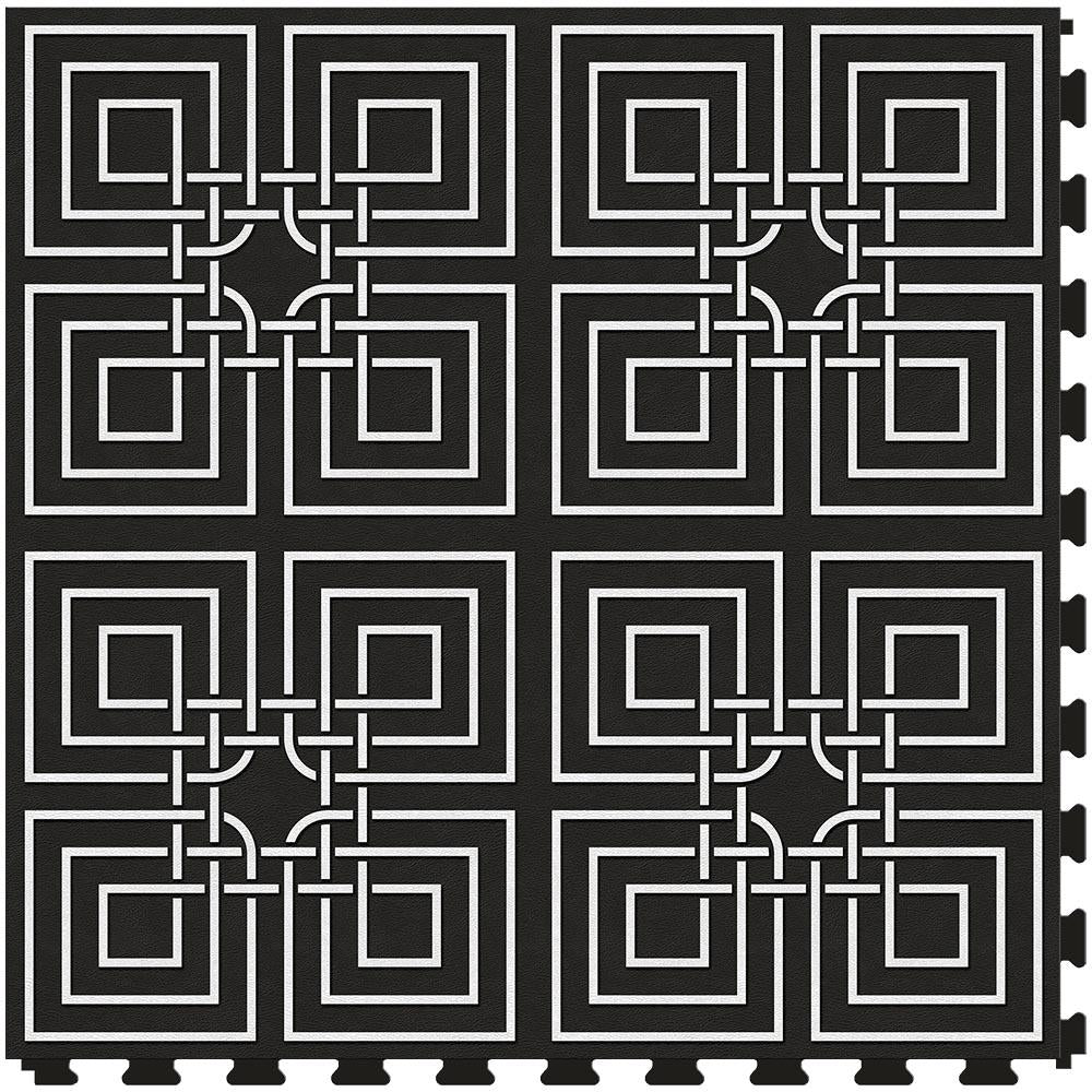 Perfection Floor Tile Geo Collection Master Knot Black/Satin 20-in x 20-in Water-Resistant Interlocking Luxury Flooring, 16.7-sq ft Carton