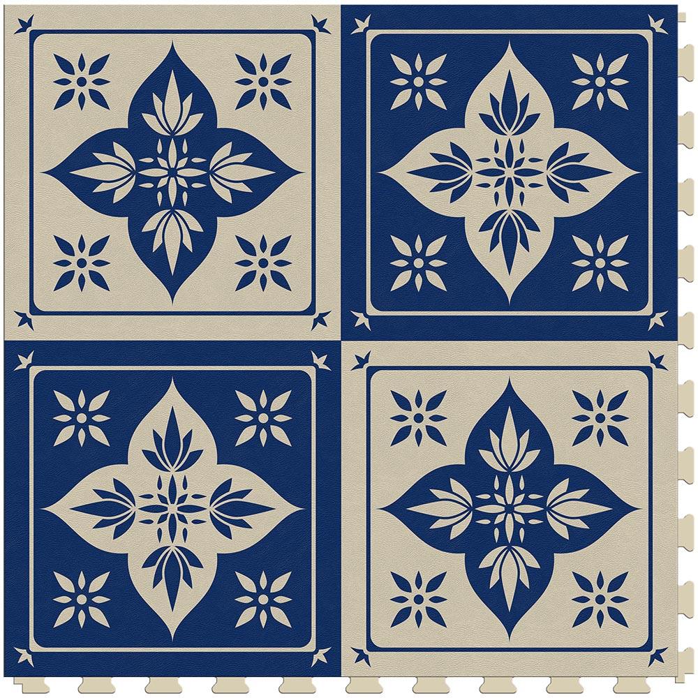 Perfection Floor Tile Geo Collection Blue Lotus/Satin 20-in x 20-in Water-Resistant Interlocking Luxury Vinyl Tile Flooring, 16.7-sq ft Carton