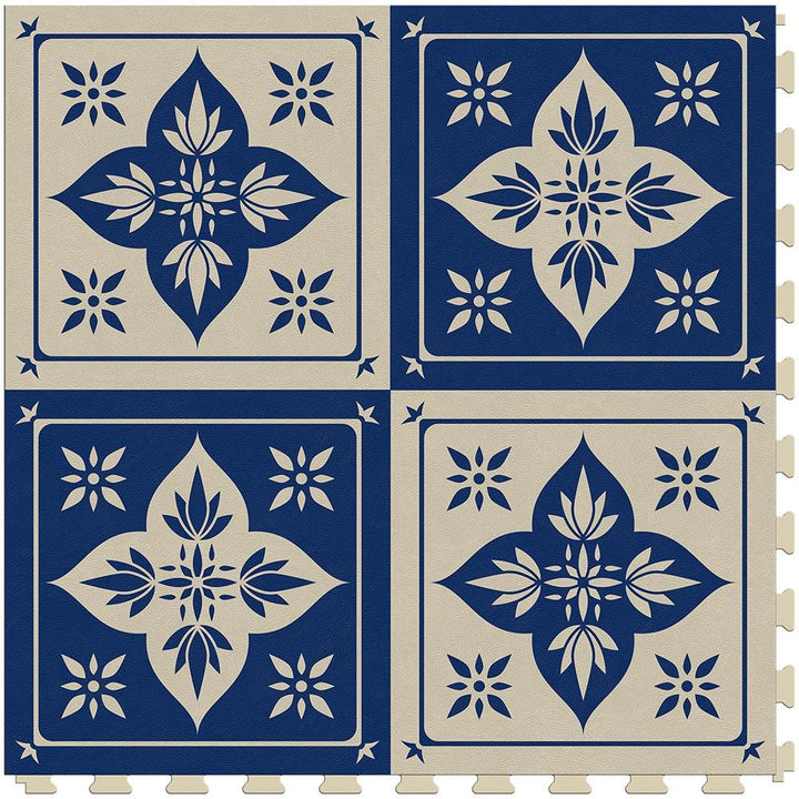 Perfection Floor Tile Geo Collection Blue Lotus/Satin 20-in x 20-in Water-Resistant Interlocking Luxury Vinyl Tile Flooring, 16.7-sq ft Carton