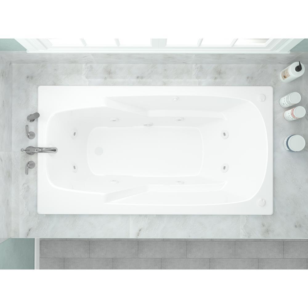 Coral 6 ft. Rectangular Drop-in Whirlpool Bathtub in White - Super Arbor