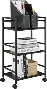 Ameriwood Home Black Composite Base with Composite Top Rolling Kitchen Cart (16.85-in x 11.4-in x 29.9-in)