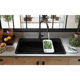 Riverby Workstation Drop-In Cast Iron 33 in. 1-Hole Single Basin Kitchen Sink Kit with Accessories in White - Super Arbor