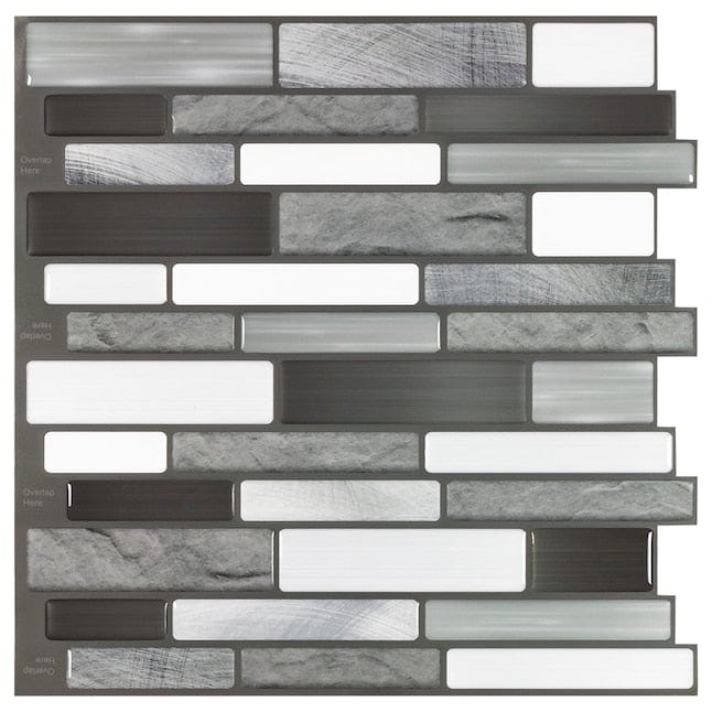 Peel&Stick Mosaics Tribeca Silver and Gray 10-in x 10-in Multi-finish Composite Linear Peel and Stick Wall Tile (0.694-sq. ft/ Piece)