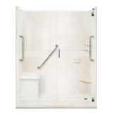 Classic Freedom Grand Hinged 36 in. x 60 in. x 80 in. Left Drain Alcove Shower Kit in Natural Buff and Chrome - Super Arbor