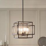 Kichler Taubert 4-Light Black Mid-century Geometric Medium Hanging Pendant Light