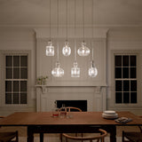 Kichler Riviera 6-Light Brushed Nickel Transitional Ribbed Glass Large Hanging Multi-light