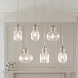 Kichler Riviera 6-Light Brushed Nickel Transitional Ribbed Glass Large Hanging Multi-light