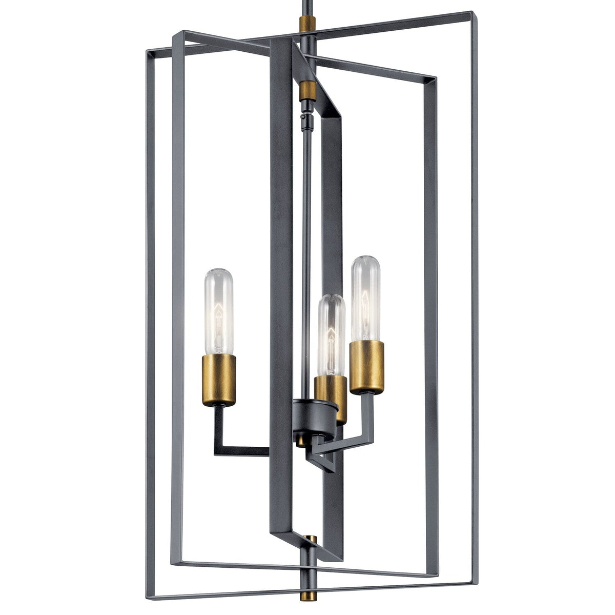 Kichler Taubert 3-Light Black Mid-century Geometric Large Hanging Pendant Light