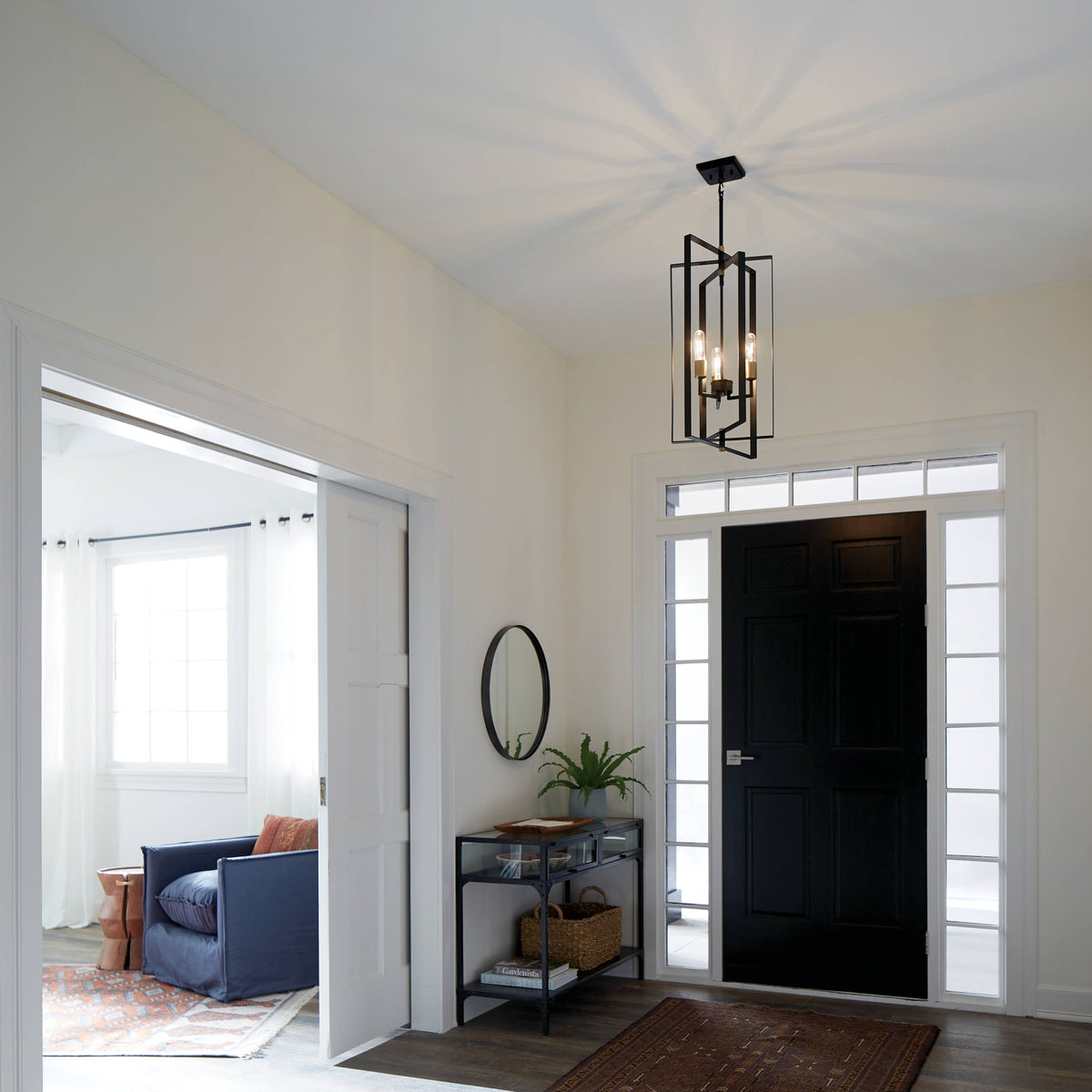 Kichler Taubert 3-Light Black Mid-century Geometric Large Hanging Pendant Light