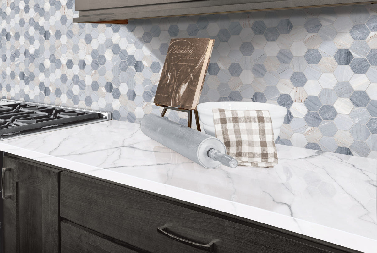 Satori Palissandro 12-in x 12-in Polished Natural Stone Look Hexagon Mosaic Floor and Wall Tile (0.96-sq. ft/ Piece)