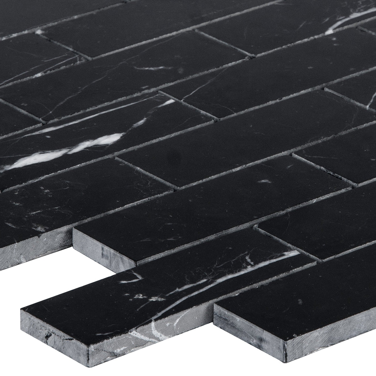 Satori Nero 12-in x 12-in Polished Natural Stone Marble Look Mosaic Wall Tile (0.97-sq. ft/ Piece)