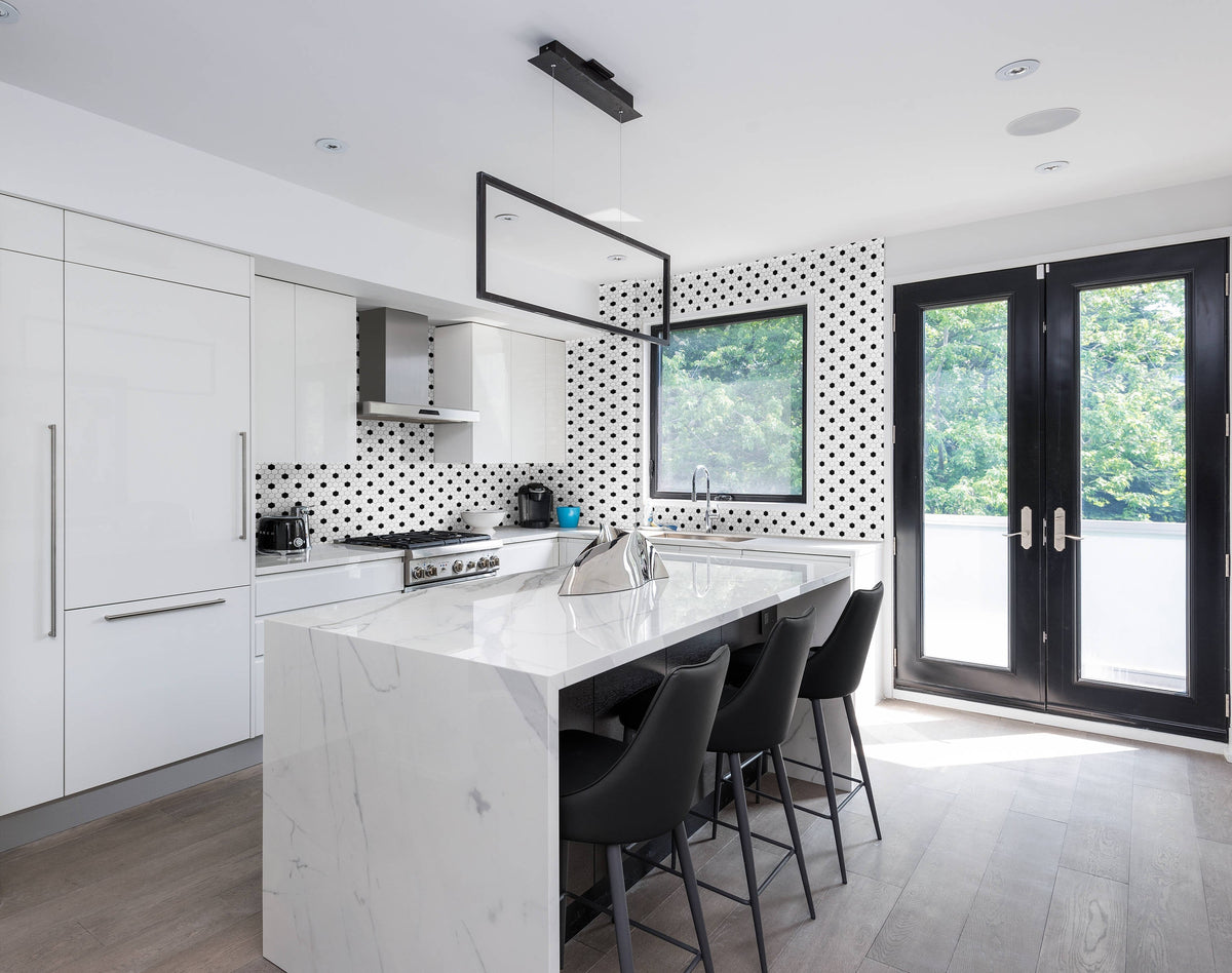 Satori Hudson Brilliant White and Black 10-in x 12-in Matte Porcelain Hexagon Mosaic Wall Tile (0.82-sq. ft/ Piece)