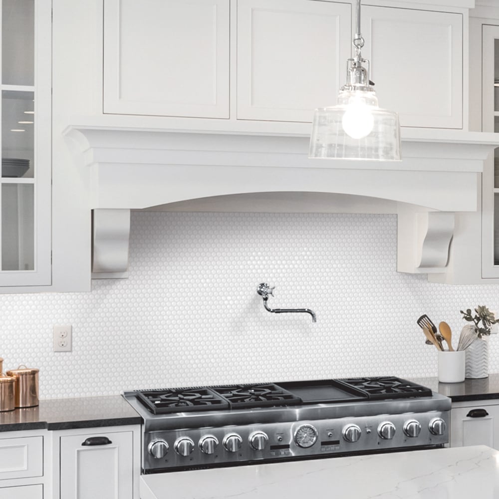 Satori Hudson Brilliant White 12-in x 12-in Glossy Porcelain Mosaic Wall Tile (0.9-sq. ft/ Piece)