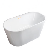 Vicino 59 in. Acrylic Flatbottom Double Ended Bathtub with Brushed Gold Overflow and Drain Included in White